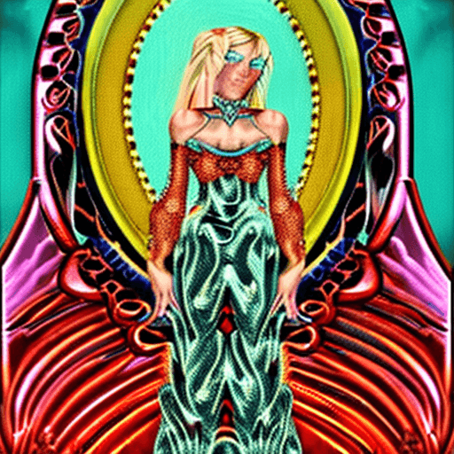 AI generated: blonde girl in a cosmic dress,  ornate, rococo, grotesque, zbrush art, majestic, organics, silver fi...