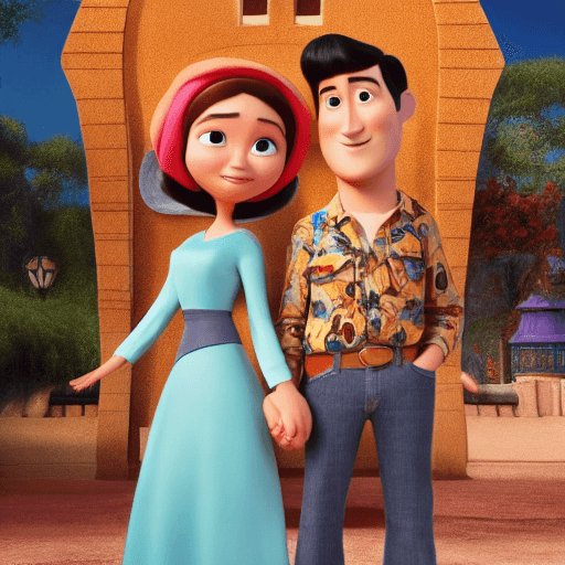 AI generated: Disney Pixar film poster, a man with short hair, handsome and kind wearing a brown long-sleeved bati...
