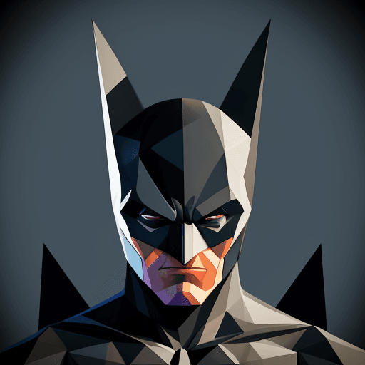 AI generated: Abstract art of Batman in lowpoly geometric shapes, rendered with vibrant colors and sharp angles. -...