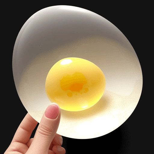 AI generated: big translucent egg with stains. Inside it is visible to see a chick which is also laying another tr...