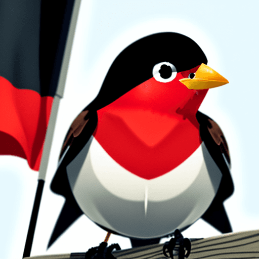 AI generated: Flag, robin bird with a hood