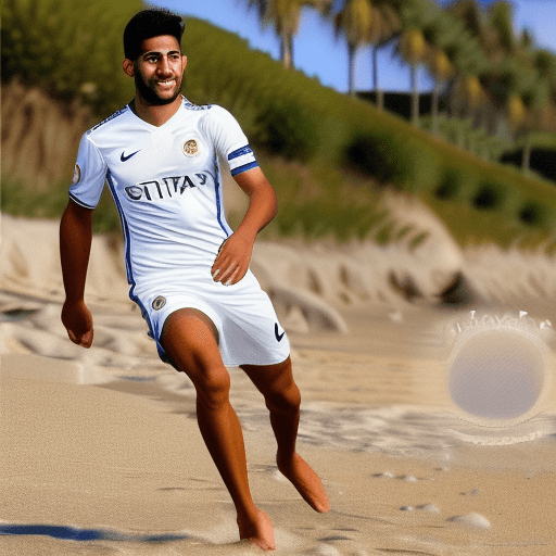 AI generated: Photo of a ultra realistic, marco asensio,beach