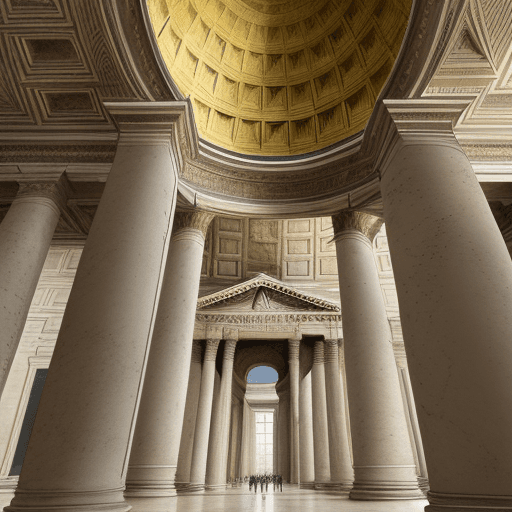 AI generated: the pantheon rome louvre, in the style of domestic interiors, 19th century american paintings and wo...