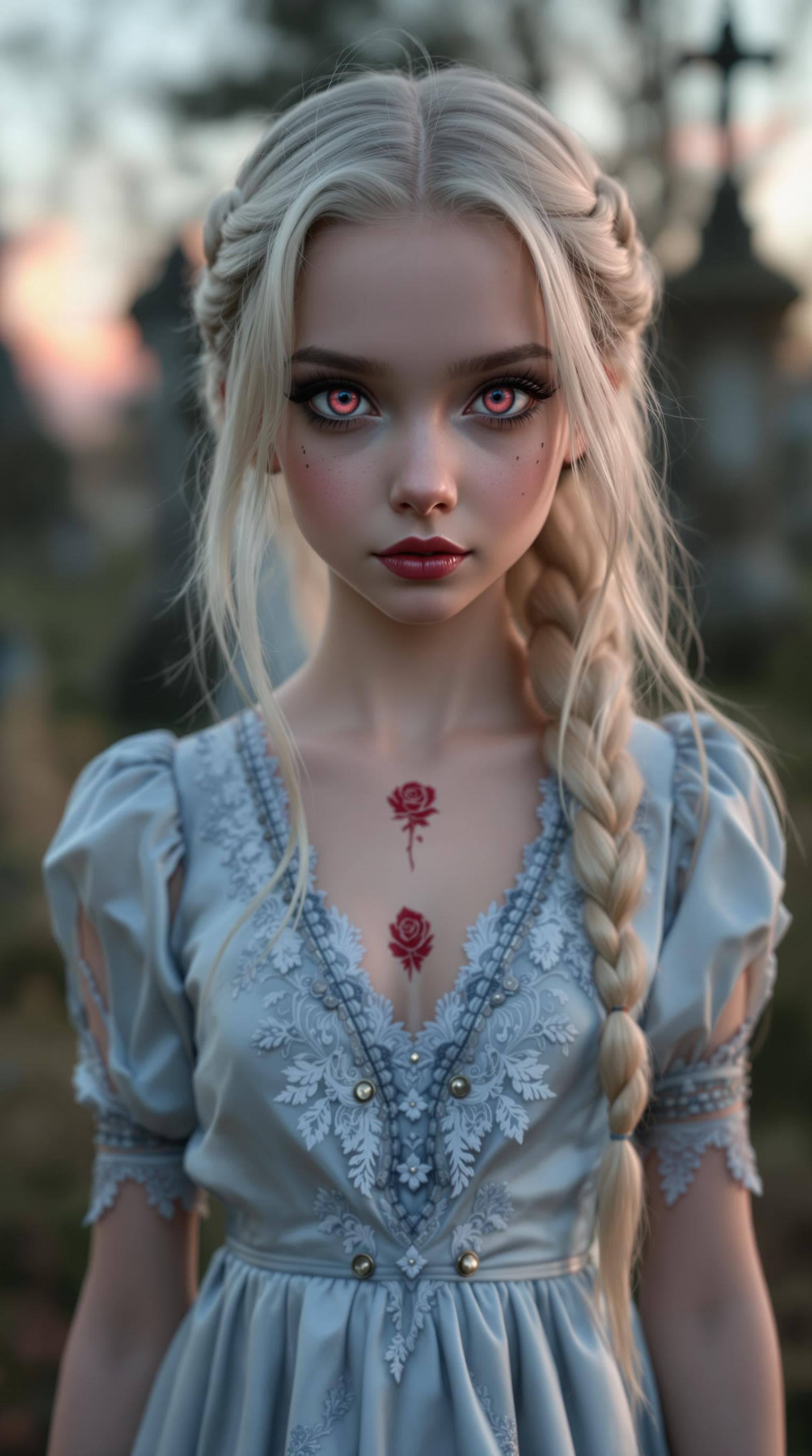 AI generated: a professional photo of a exceptionally of the most beautiful Russian vampire girl in the world, (ag...