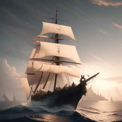AI generated: Photo of a ultra realistic sailing ship, dramatic light, pale sunrise, cinematic lighting, battered,...