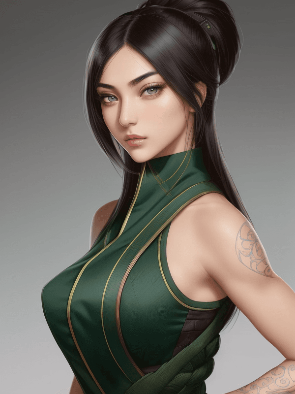 AI generated: <lora:akali_v2-000038:1> Akali. A fantastic face. Slender body. Full body. ((Fantastic eyes.) (Symme...