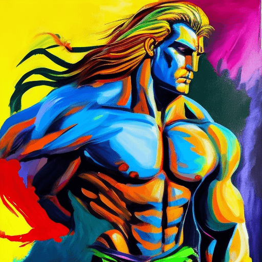 AI generated: 
259 / 5,000
a vibrant and bold painting. With energetic brushstrokes and intense colors, he depicts...
