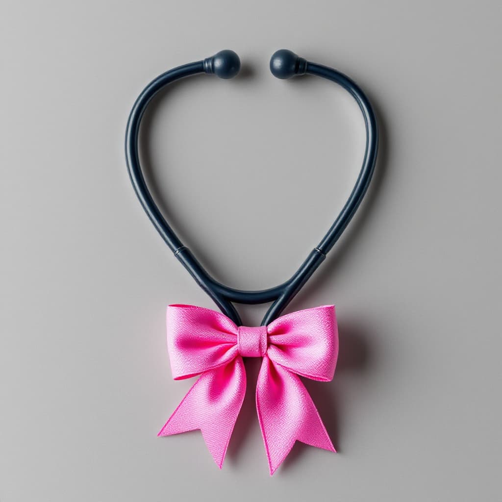 AI generated: create a pink bow with a stethoscope
