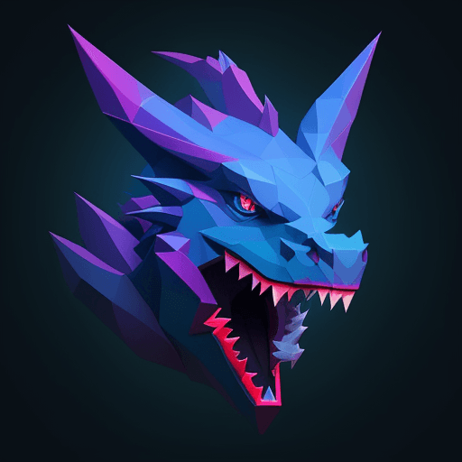 AI generated: Generate a digital artwork of a dragon head in a low poly style, featuring sharp, angular facets. Th...