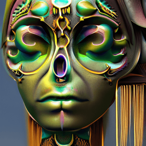 AI generated: Goddess close-up portrait ribcagel. jellyfish phoenix head, nautilus, orchid, skull, betta fish, bio...