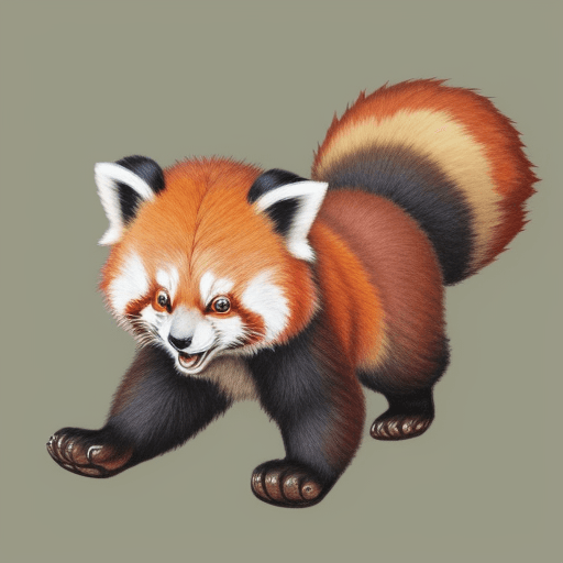 AI generated: an anime-style drawing of a red panda, not realism.
