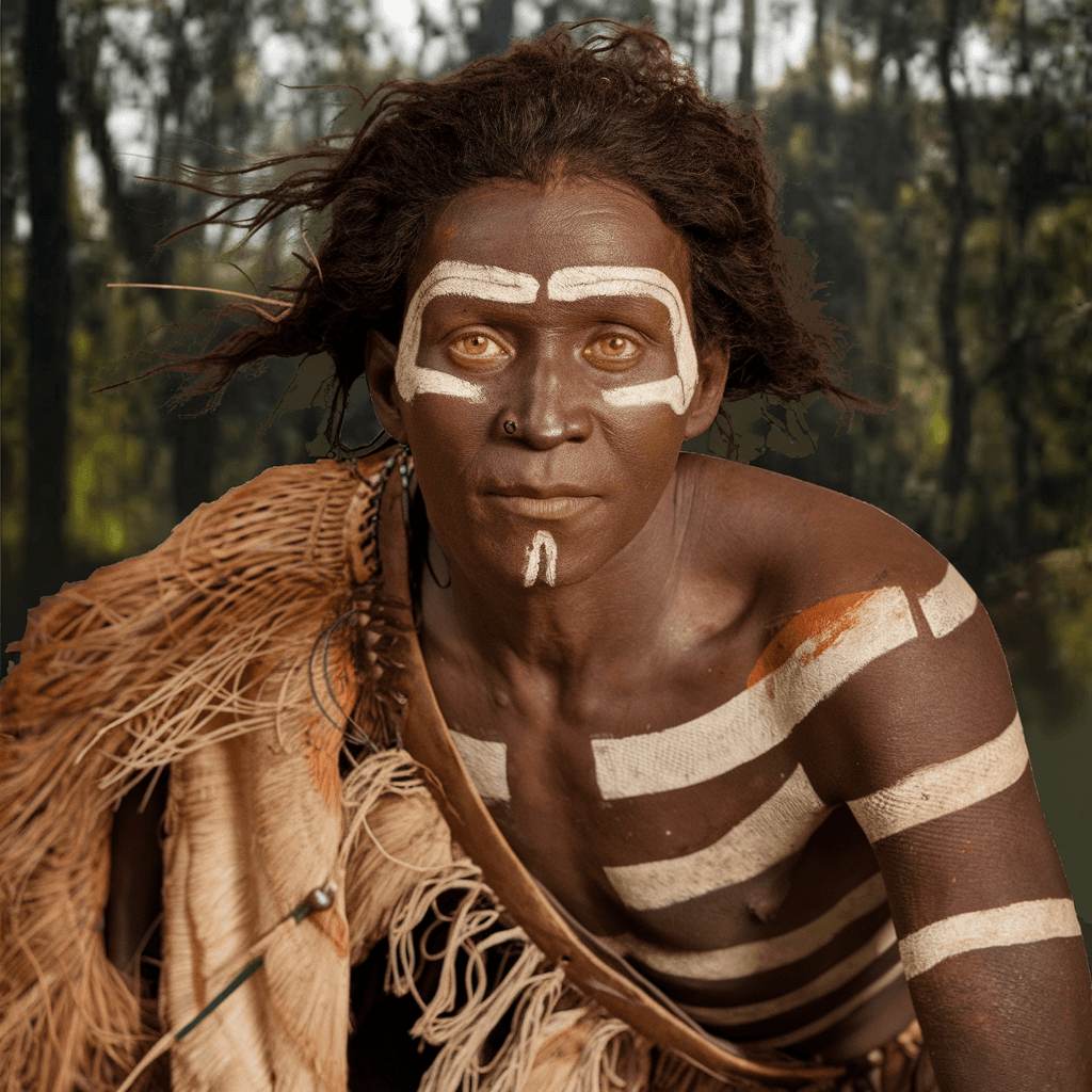 AI generated: African witch Shaman circa 1544 hazel eyes superimposed 