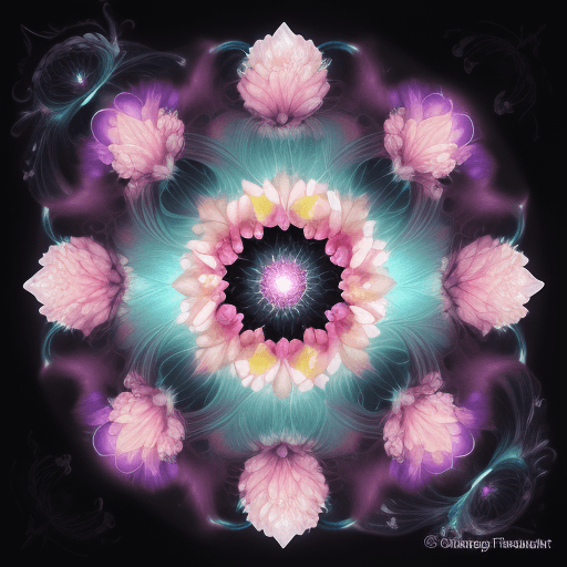 AI generated: Blossoming, Particle, Flower, Bud, Bloom, Growth, Transition, Petals, Burst, Unfolding, Colorful, Ev...