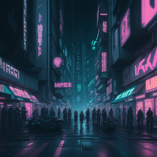 AI generated: cyberpunk street, futuristic design, electronic artwork, manga character, techno-noir, animated draw...