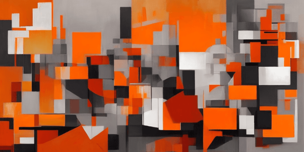 AI generated: abstract realism painting in orange and grey with modern brush techniques, in the style of bauhaus f...