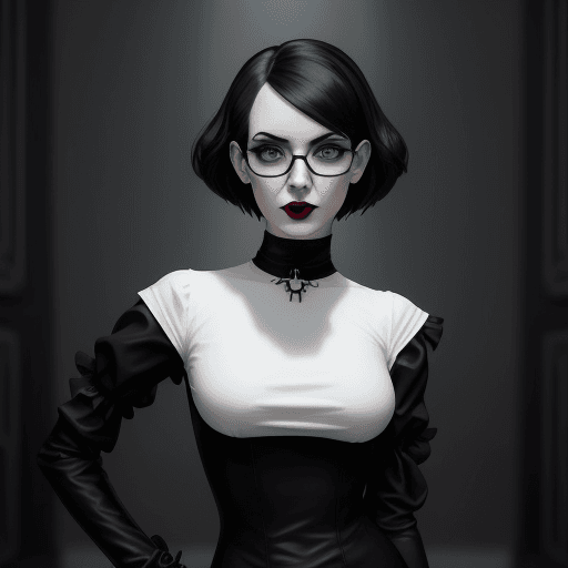 AI generated: goth girl astestic, jen psaki, velma from scooby-doo, a woman wearing eye glasses and an white top, ...