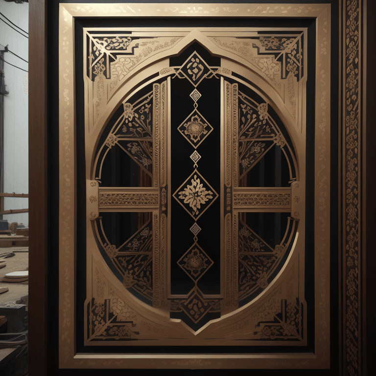 AI generated: Gold silver iron inlay work, heard,  photographic cinematic