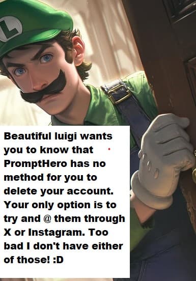 AI generated: Beautiful Luigi. Mario is a great game. Hey, turns out this is the only way I can ask them to delete...