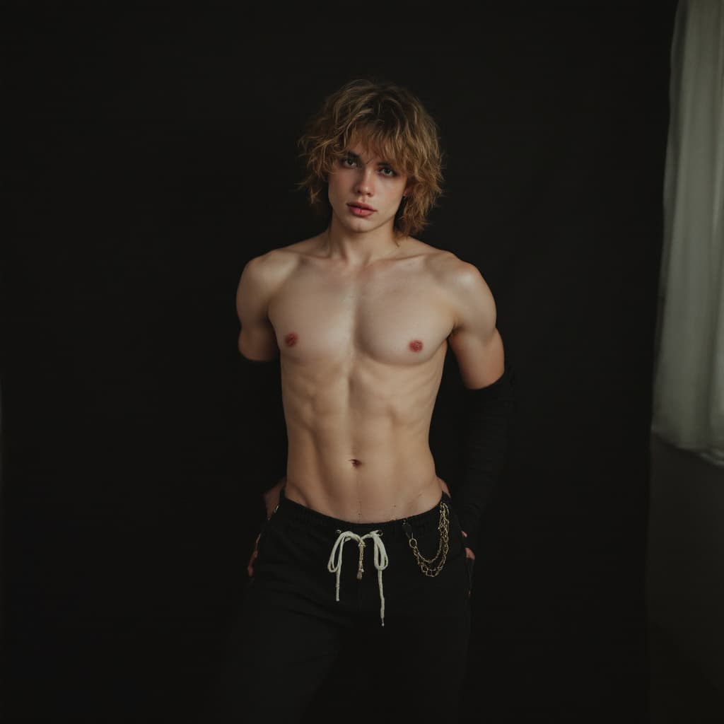AI generated: cute femboy posing without pants

