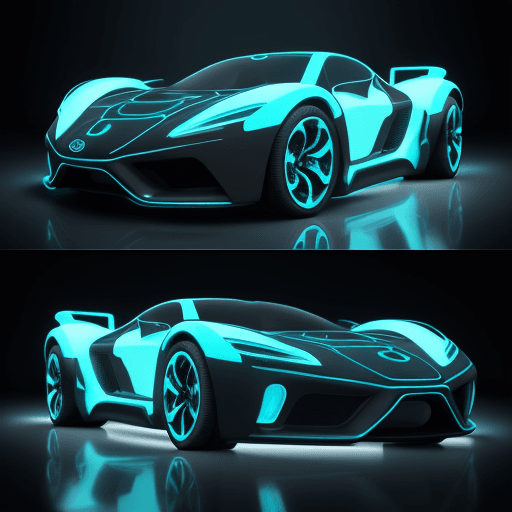 AI generated: the new car translucent realistic infographic with different symbols and a black background, in the ...