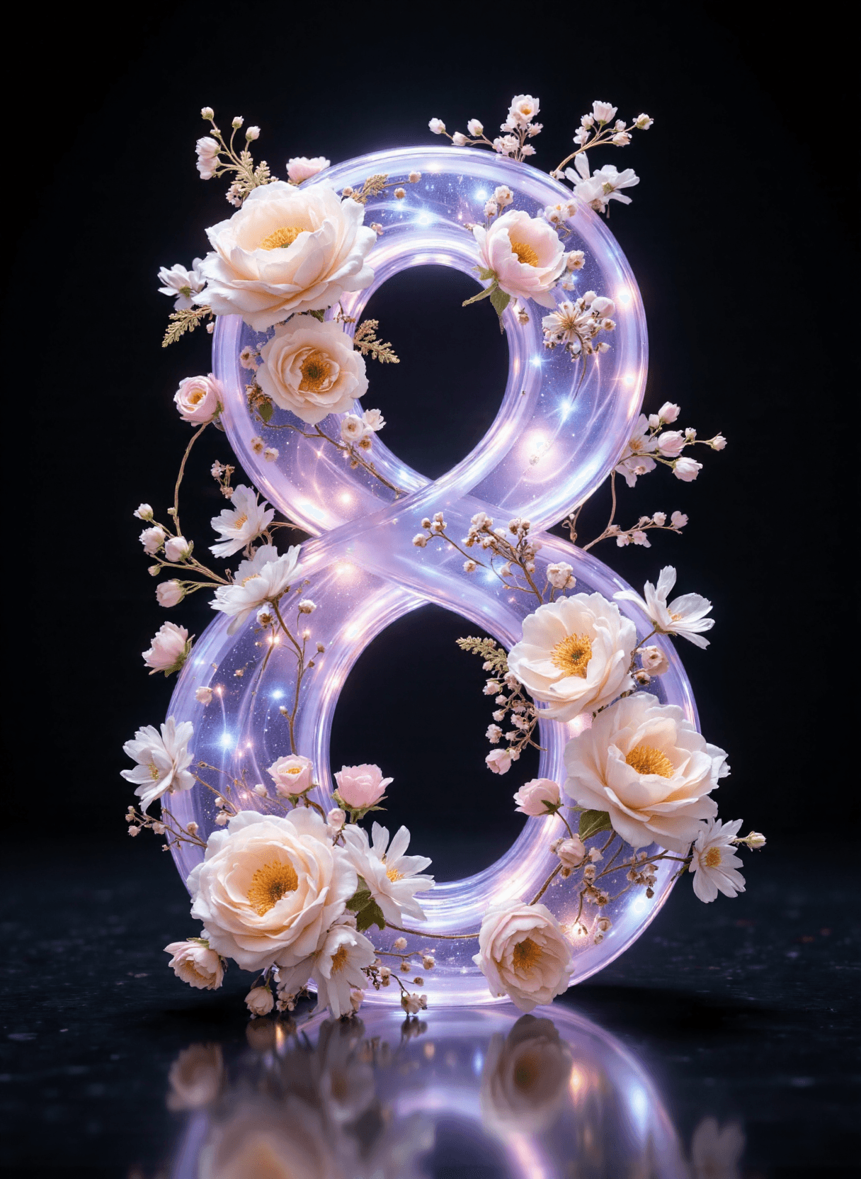 AI generated: The image showcases an intricately designed, artistic representation of the number "8". This number ...