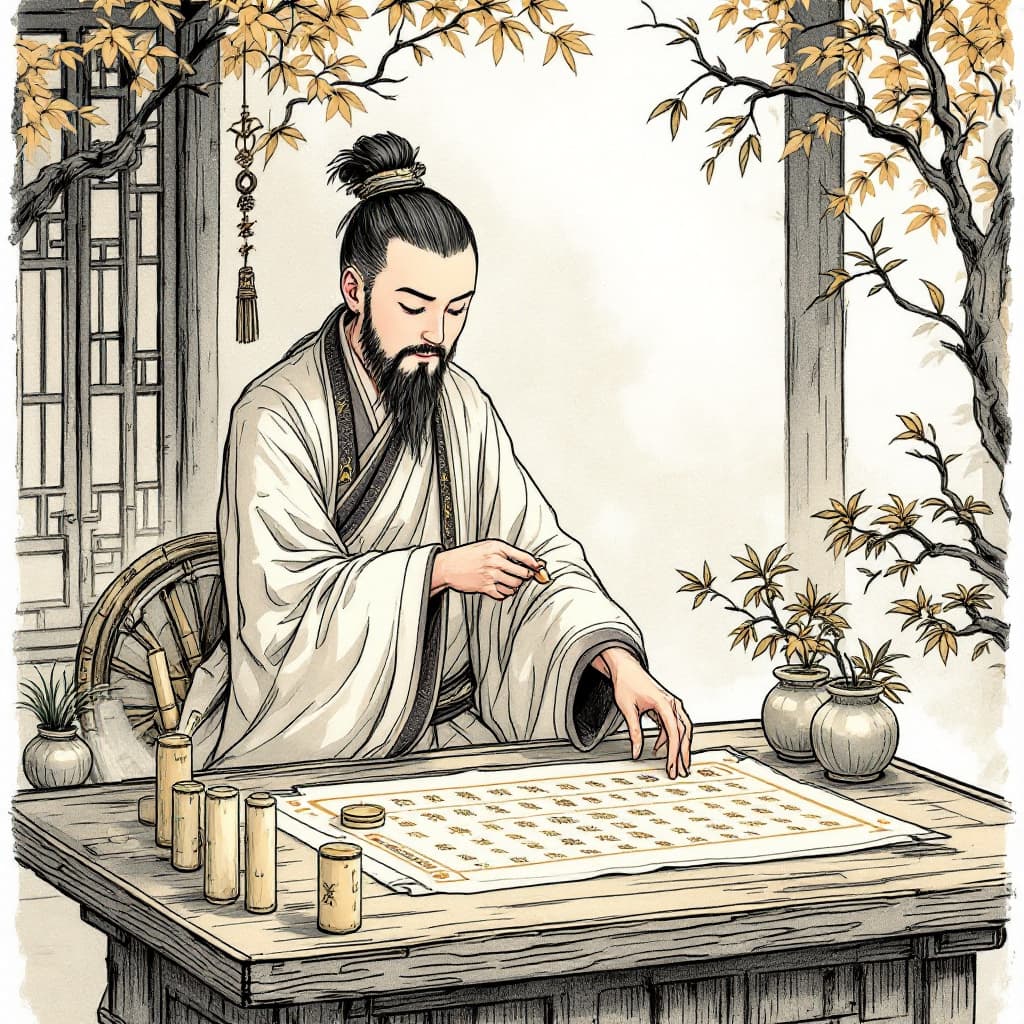 AI generated: Chinese Taoist priests provide believers with tools for divination. There are about 100 divination t...