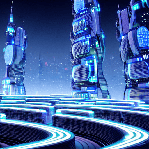 AI generated: a digital futuristic city with smartphones