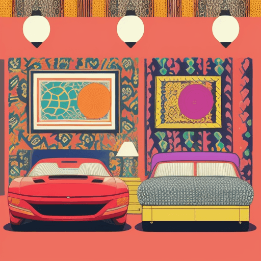 AI generated: pattern illustration, inspired by art, bold, simplify, saturated colors with a touch, feature motifs...