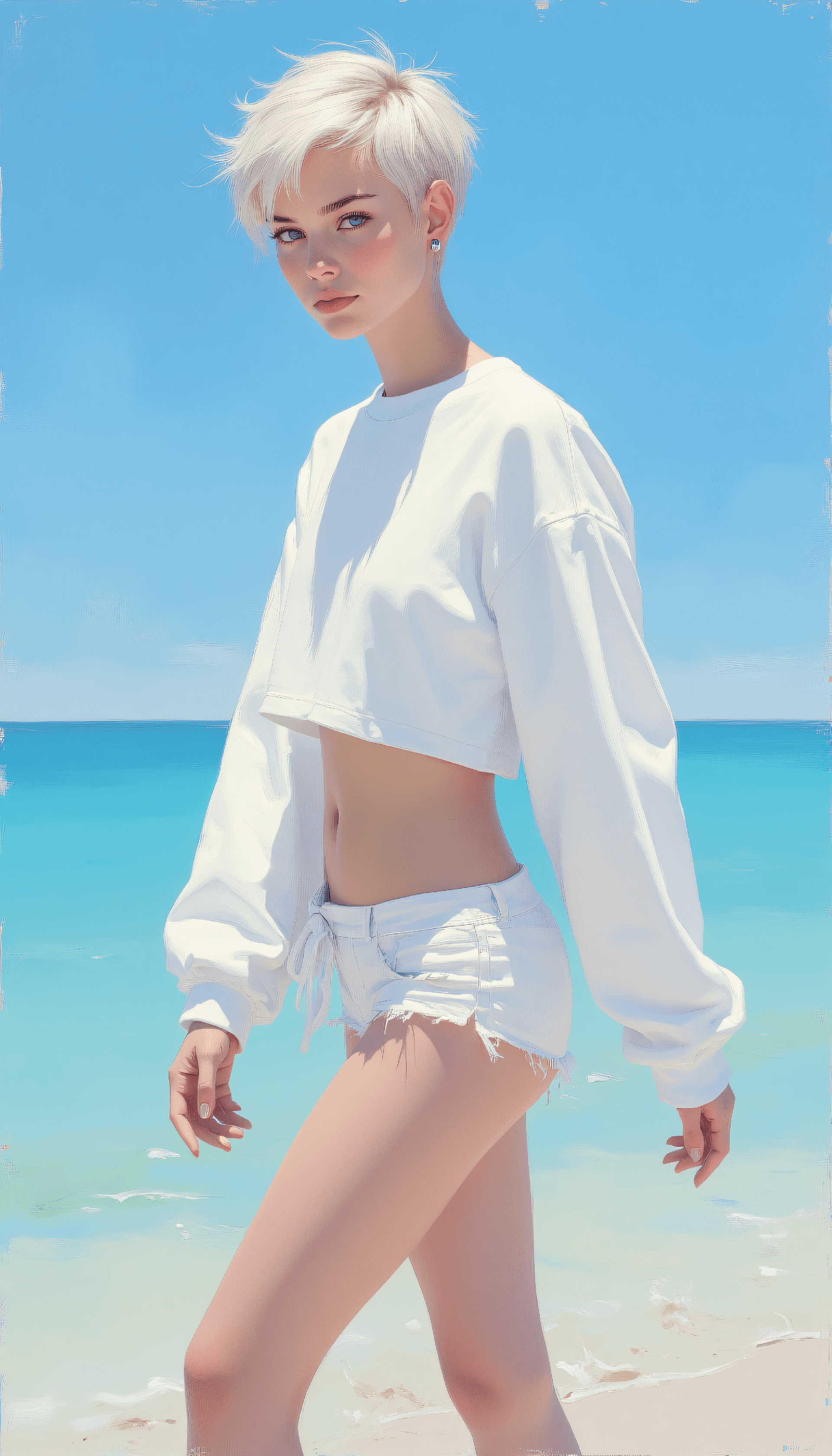 AI generated: digital painting, semi-realistic anime-influenced style, soft brush strokes, clean lineless art, eth...