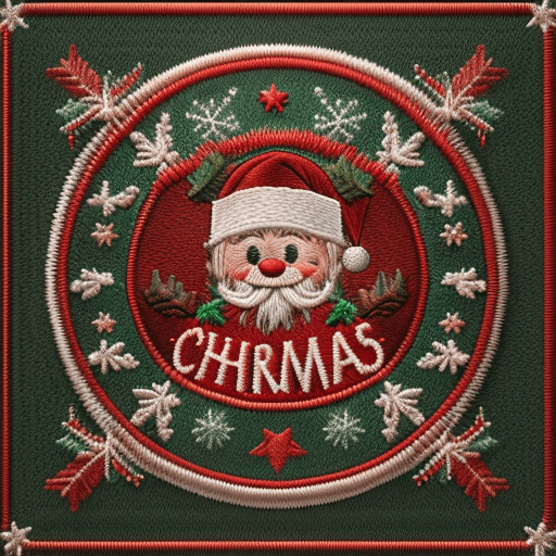 AI generated: logo, patch, embroidered, christmas reinder, christmas background, realistic, vintage, 3d, highly de...