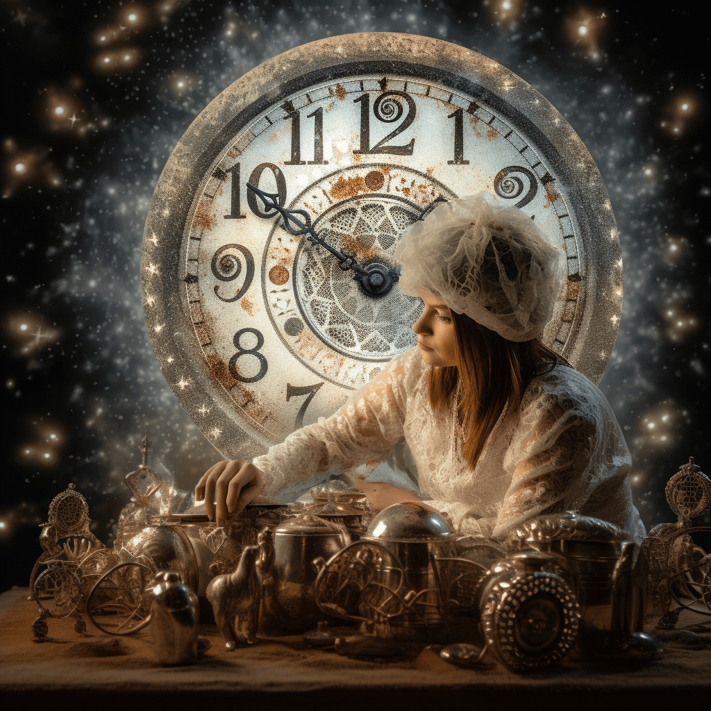 AI generated: 2024 new year greetings or greeting cards, in the style of silver and beige, aetherclockpunk, tony o...