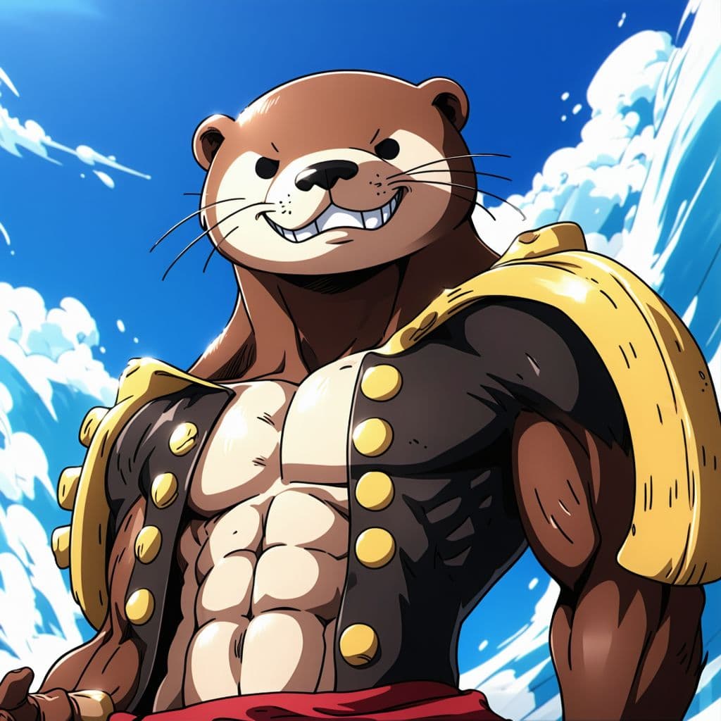 AI generated: one piece luffy powered up gear 4 but as an otter