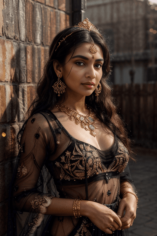 AI generated: <lora:epiCRealismHelper:1> ,Close-up view, <lora:epiCRealLife:1>, Traditional indian girl in sheer m...