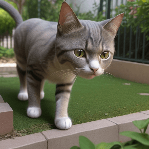 AI generated: Generar un gato con botas, parado en un jardín con árboles 
