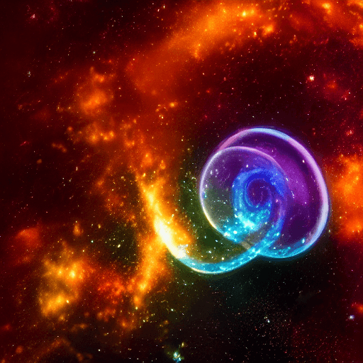 AI generated: galaxies, spirals, space, nebulae, stars, smoke, iridescent, intricate detail, in the shape of a rab...