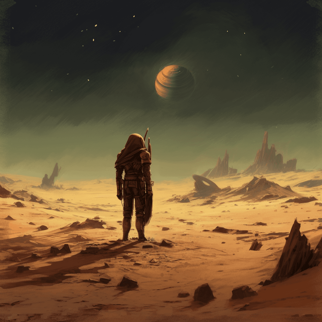 AI generated: crashed on an alien planet