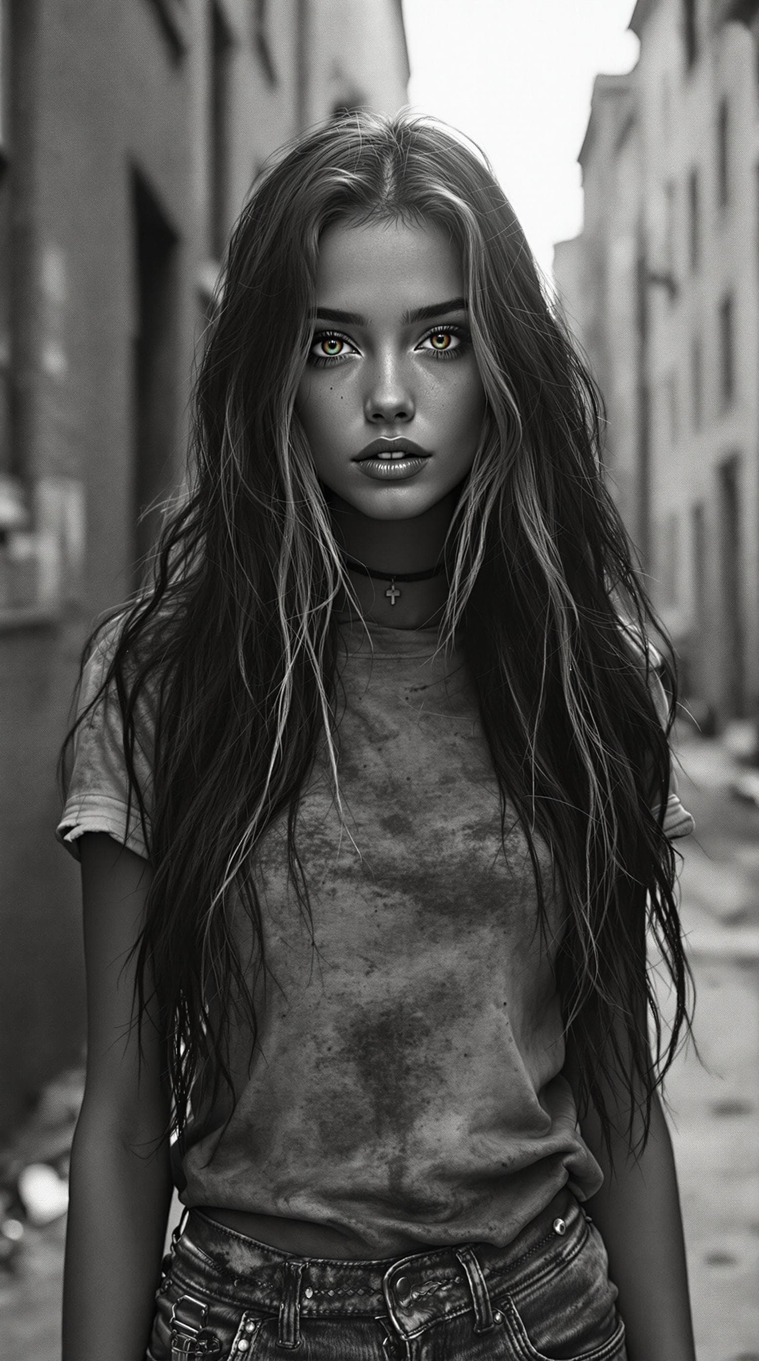 AI generated: a professional vintage black and white film photo of a exceptionally of the most beautiful American ...