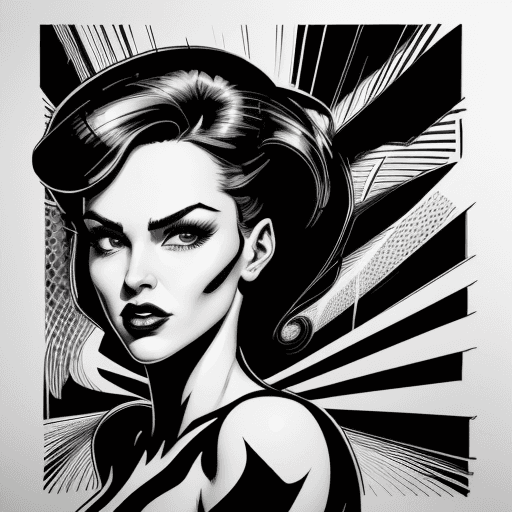 AI generated: a black and white drawing of a woman, in the style of pop art-inspired comic book style, martin ansi...