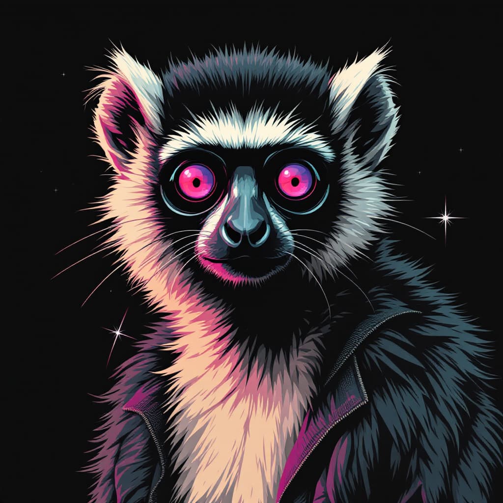 AI generated: Retro Techno Lemur