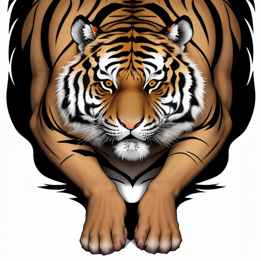 AI generated: full body tiger japanese traditional tattoo art print, in the style of Horiyoshi III, mike giant, mu...