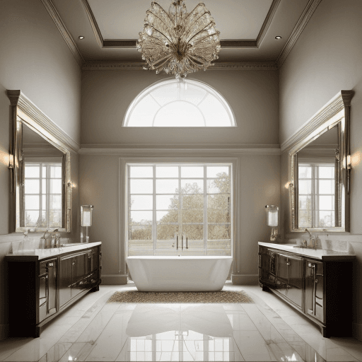 AI generated: "Generate a breathtaking 4K image of a modern luxury bathroom, showcasing a full view that embodies ...