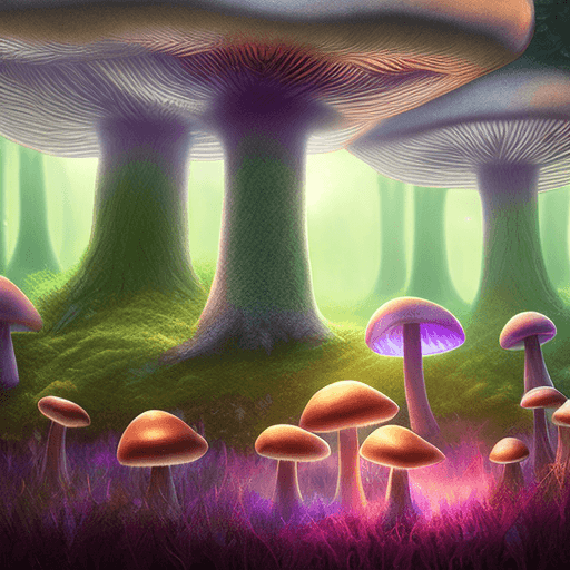 AI generated: large glowing mushroom forest --style raw --v 6.0