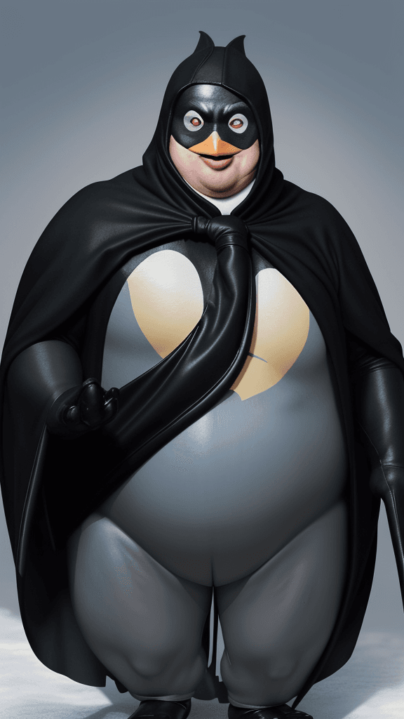 AI generated: dc comics prefecture, The center of attention Penguin(a character in the Batman franchise, is often ...