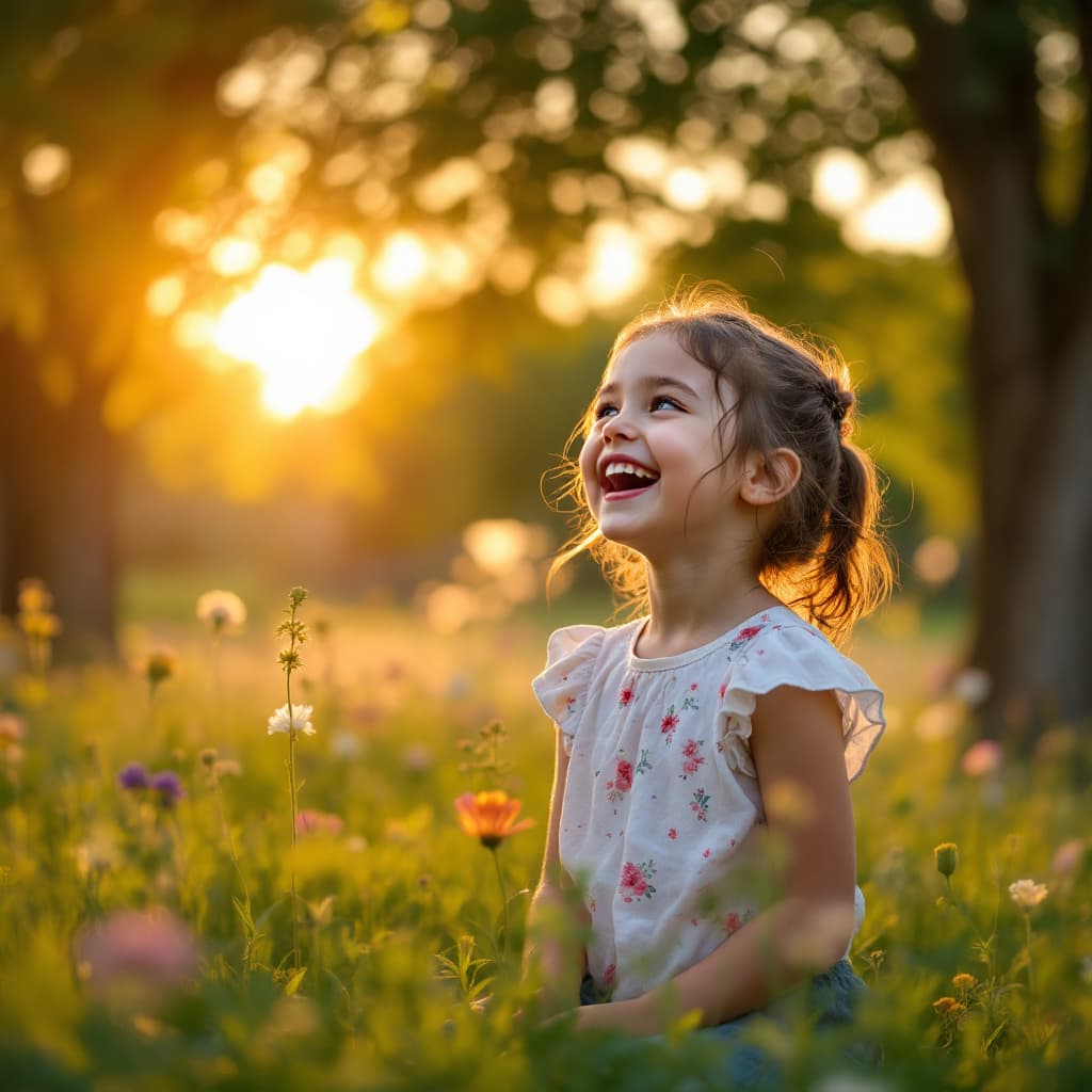 AI generated: Please portrait a photo of a kid (a girl, maybe around five years of age) in a beautiful park in a s...