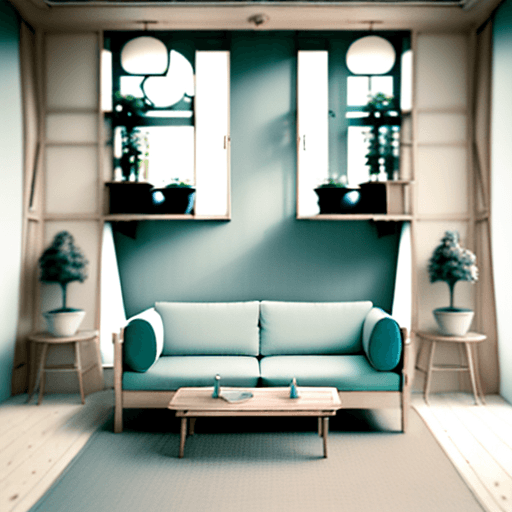 AI generated: High resolution photography interior design, dreamy sunken living room conversation pit, wooden floo...