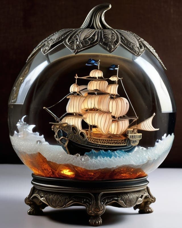 AI generated: Zoomed in Advertisement Professionally Photographed view of a Clear Tran parent glass (PUMPKIN) with...