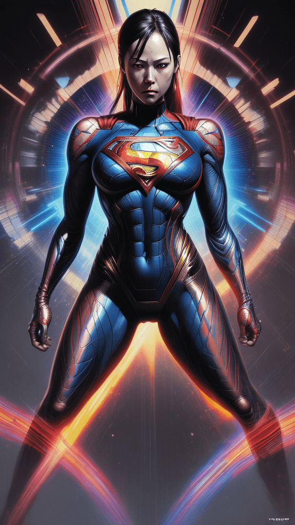 AI generated: in a complex marvel entertainment by Superman, extremely detailed eyes and perfect face, full body p...