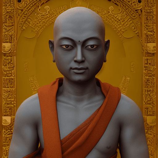 AI generated: build a buddhist monk +with face like my profile+excessive detail+futuristic and eco style concept+o...