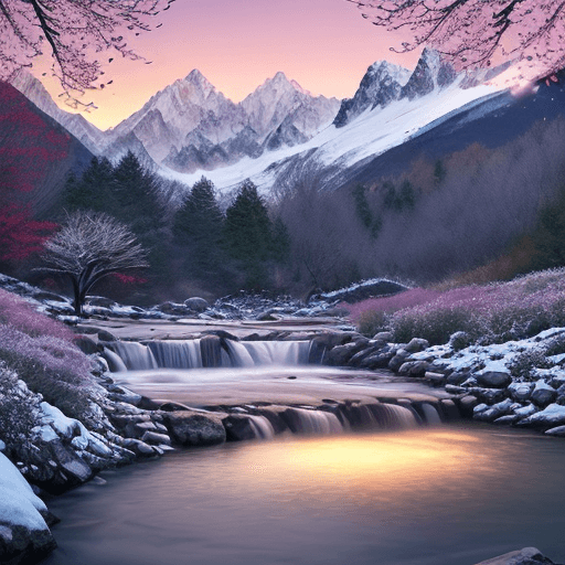 AI generated: 

calmness in nature|filtering lights of sunset|swing trees with a gentle breeze|flowers dazzling wi...