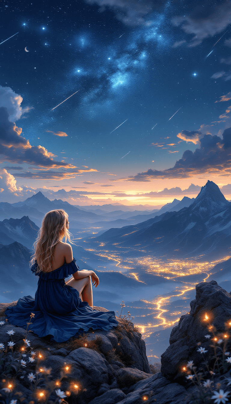 AI generated: A breathtaking ultra-high resolution, hyper-detailed illustration of a young blonde woman sitting on...